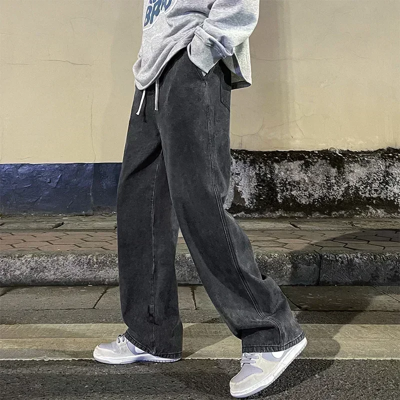 Korean Style Streetwear New Fa - Men'S Fashion Grey Jeans 评论和价格