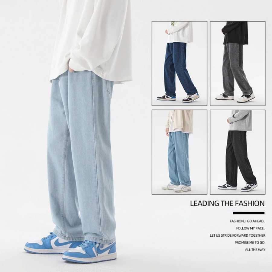 2026 New Korean Fashion Men's  - Men'S Fashion Grey Jeans 评论和价格