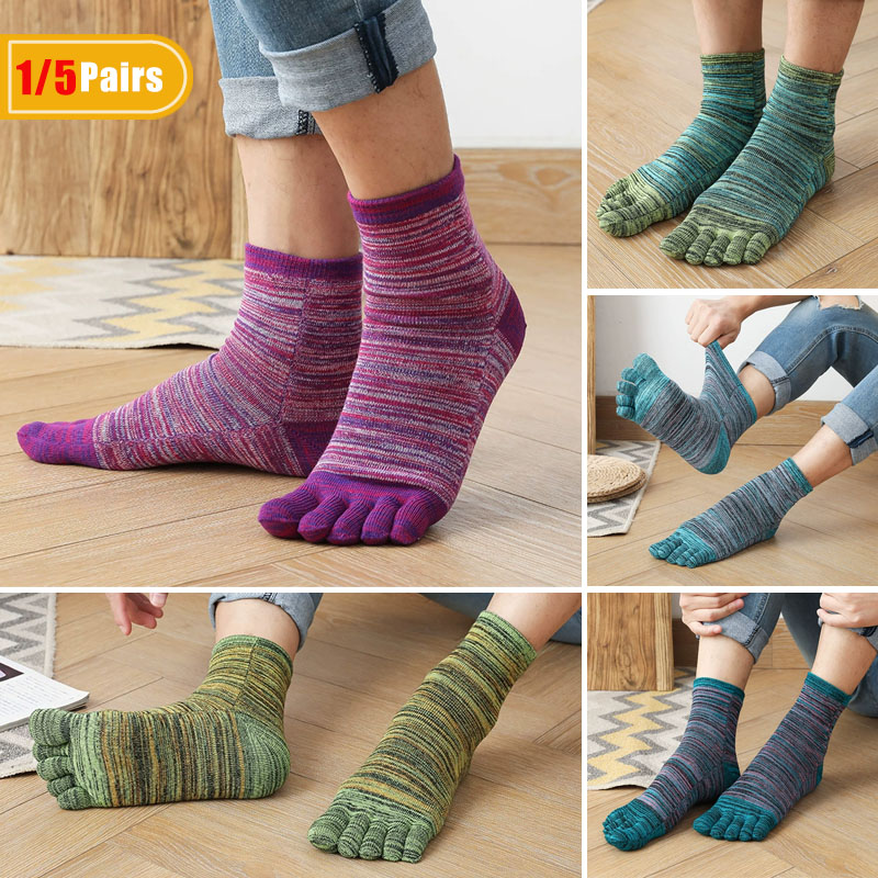 1/5 Pairs Man Colorful Toe Hap - Socks Ankle Men 评论和价格